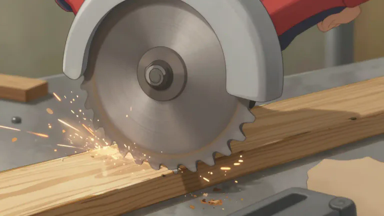 Visual representation of "buzzsaw" - A buzzsaw is a type of saw with a toothed circular blade that rotates quickly to cut through hard materials like wood or metal.