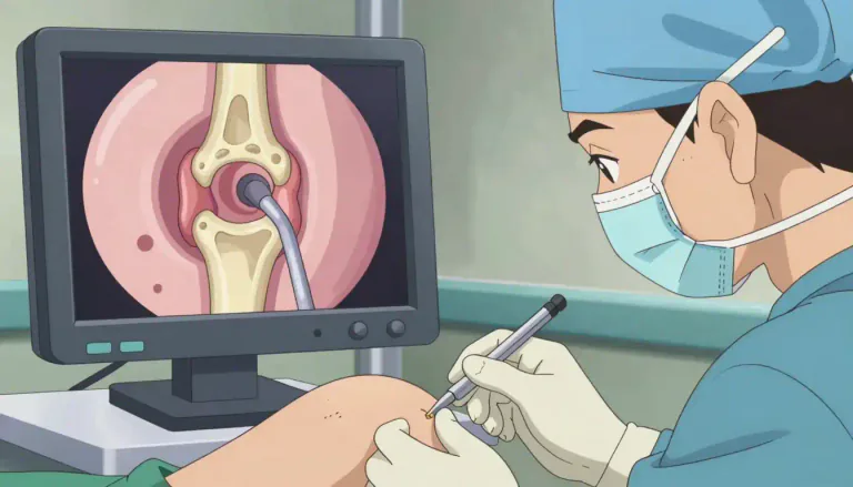 Visual representation of "arthroscopic" - Relating to or involving the use of an arthroscope, a tool that allows doctors to see inside joints.