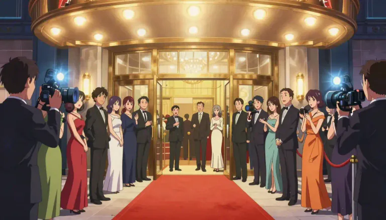 Visual representation of "premiere" - The first public performance or showing of something, such as a movie or play.