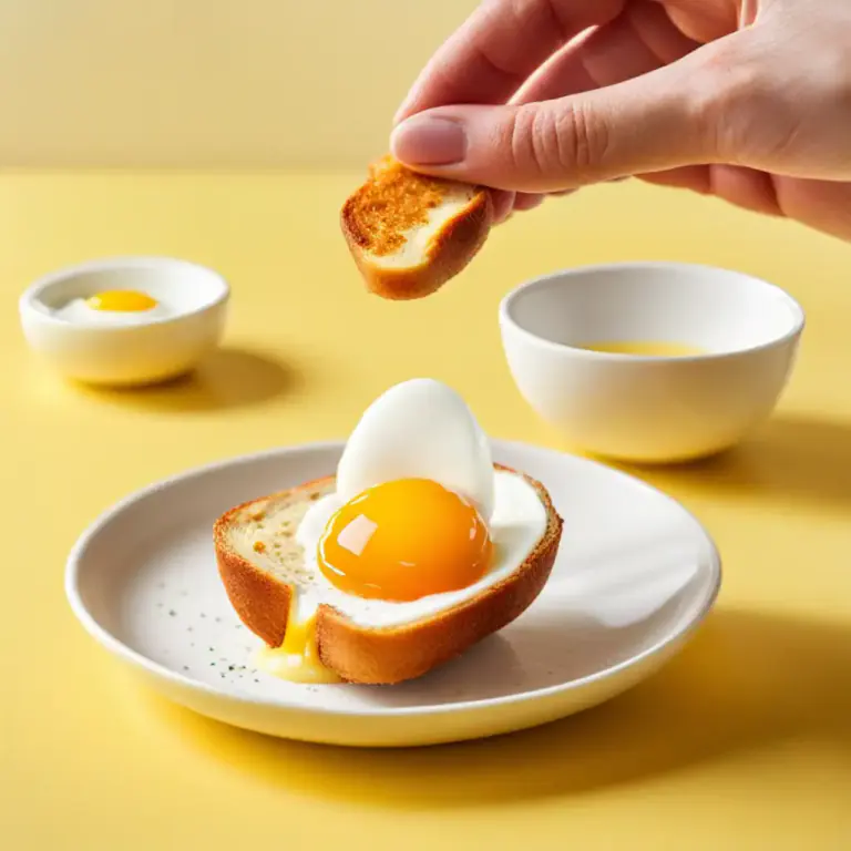 Visual representation of "soldier" - A hardened strip of bread for dipping into a soft-boiled egg