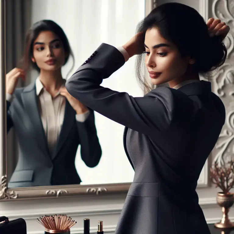 Visual representation of "prim" - To make oneself or something appear dignified and respectable