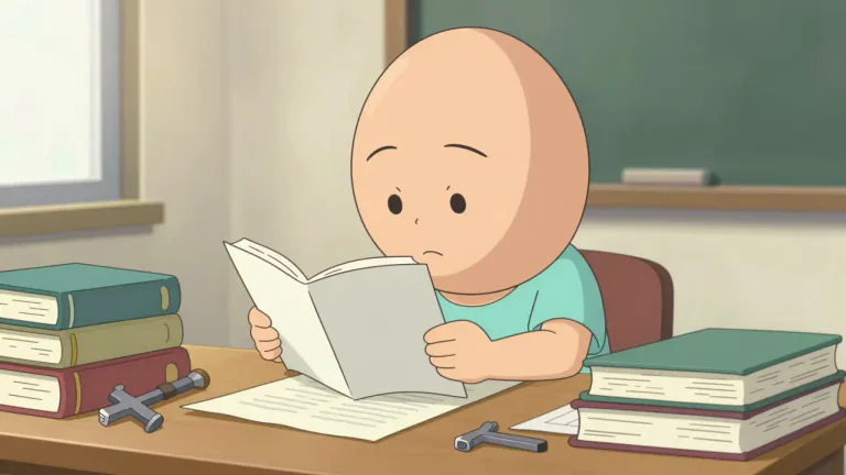 Visual representation of "egghead" - A person who is very studious or highly intellectual, often at the expense of practical skills or common sense.