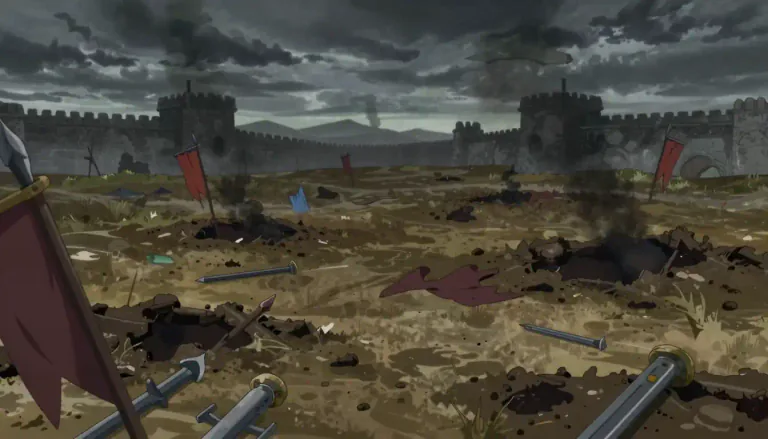 Visual representation of "battleground" - A battleground is a place where a battle is fought, especially in a war.