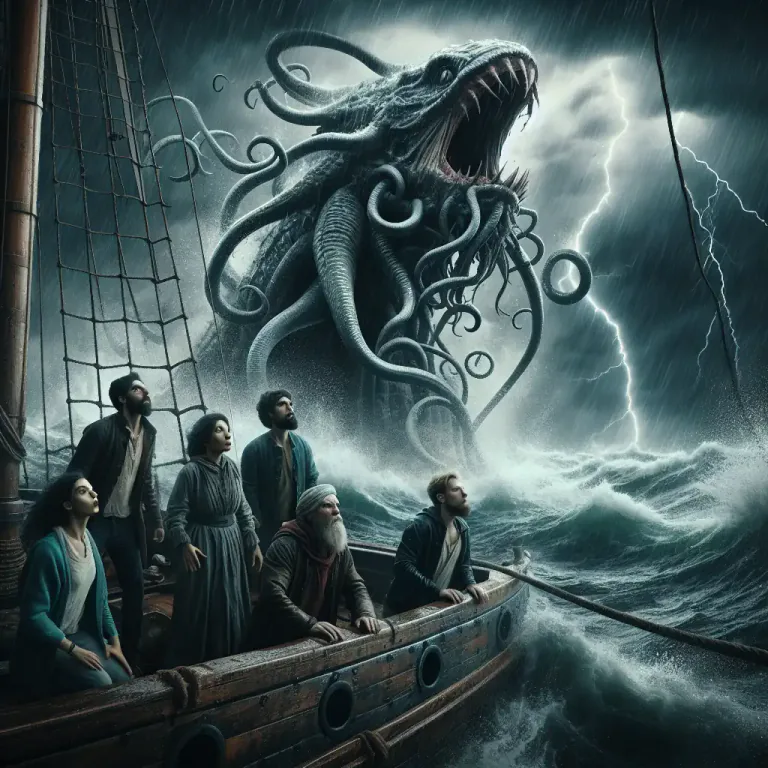 Visual representation of "leviathan" - A large sea creature in literature or myths.