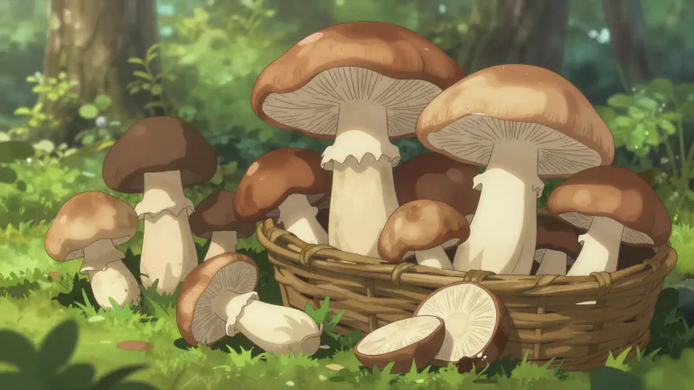 Visual representation of "mushroom" - A kind of fungus that is often eaten as food.