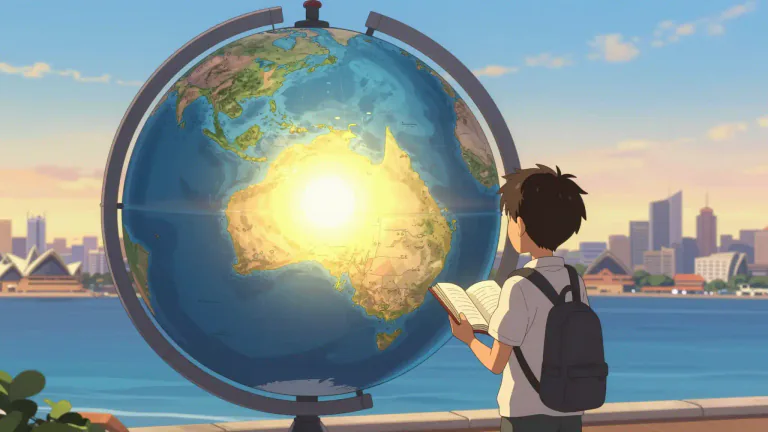 Visual representation of "antipodean" - Relating to Australia or New Zealand