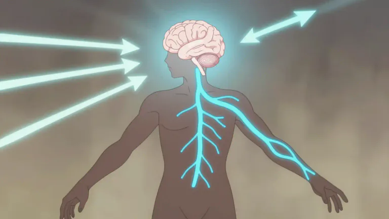Visual representation of "afferent" - Afferent refers to nerves or pathways that carry signals or impulses toward a central structure, especially in biological systems.
