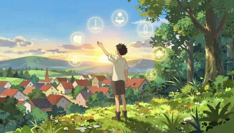 Visual representation of "eudaimonia" - A state of happiness and human flourishing that results from living a virtuous life and fulfilling one's potential.