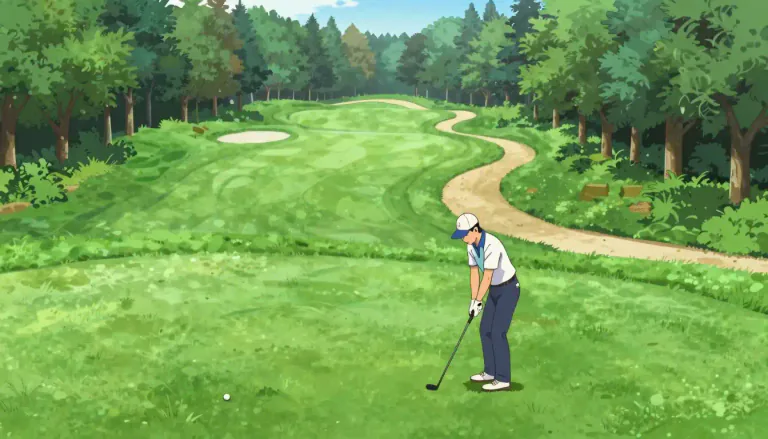 Visual representation of "dogleg" - A dogleg is a part of a golf course where the fairway bends or turns sharply, usually requiring a change in club selection and strategy for the next shot.
