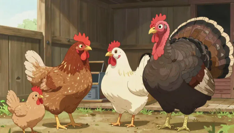Visual representation of "fowl" - A bird, like a chicken or turkey, that is kept or hunted for food.