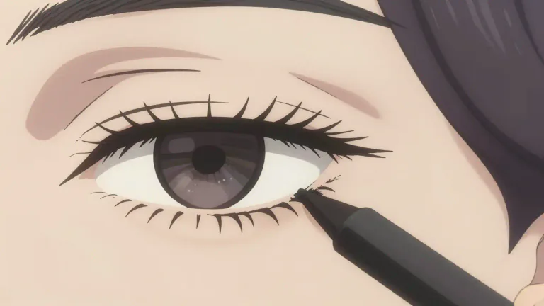 Visual representation of "lashline" - The line where the eyelashes meet the eyelid, often used in beauty to describe the application of makeup.