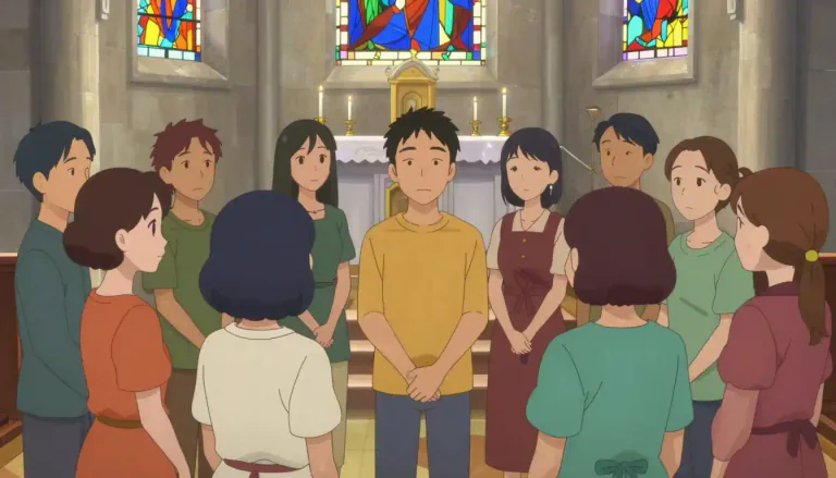 Visual representation of "ecclesia" - A group of people that are gathered for a religious purpose, often used to refer to the church.