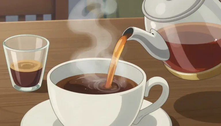 Visual representation of "americano" - A type of coffee made by adding hot water to espresso.