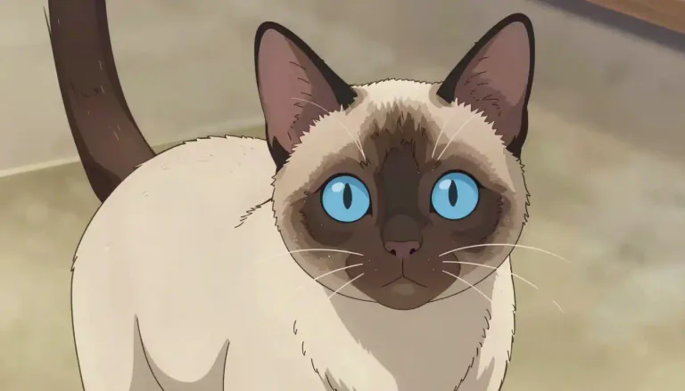 Visual representation of "siamese" - A breed of domestic cat characterized by its short coat, blue almond-shaped eyes, and distinct color-pointed patterns.