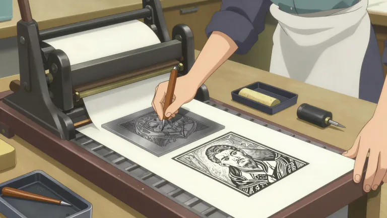 Visual representation of "printmaker" - A person who produces artworks through the process of printing.