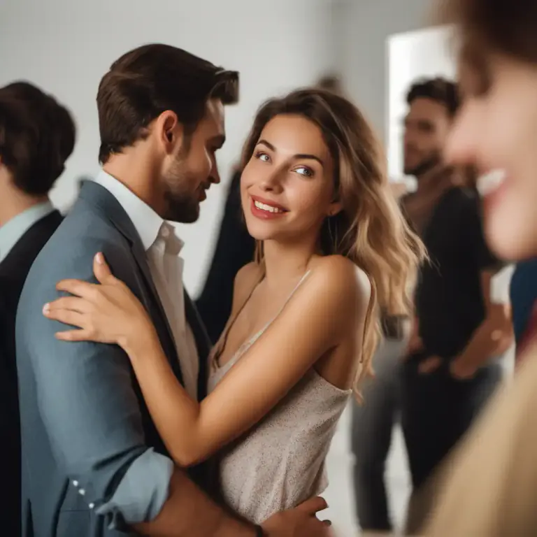 Visual representation of "fling yourself at" - To make an emotional but possibly none serious or thought-out attempt to make someone enter into a romantic or sexual relationship