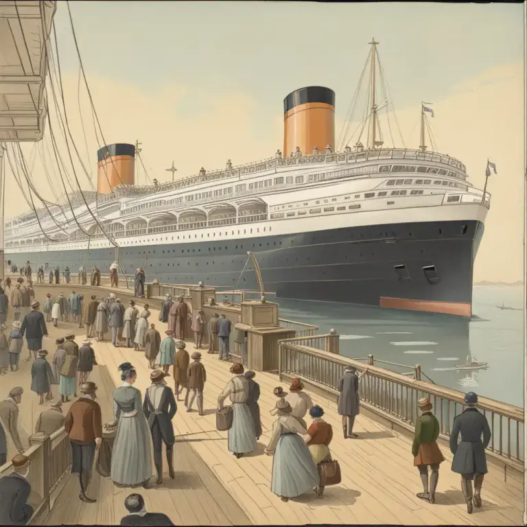 Visual representation of "gangway" - The area that connects the shore to the ship, where people get on or off the ship