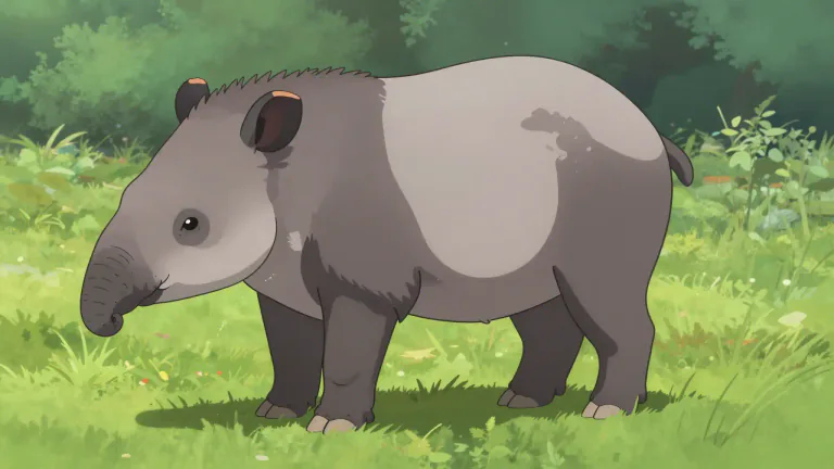 Visual representation of "tapir" - A large, herbivorous mammal, similar in shape to a pig, with a short, prehensile nose trunk.