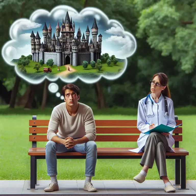 Visual representation of "confabulation" - Making up a story in your mind and believing that it's true.