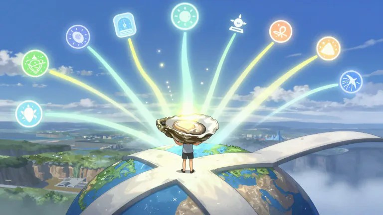 Visual representation of "oyster" - A person or situation that has a lot of opportunities or possibilities.