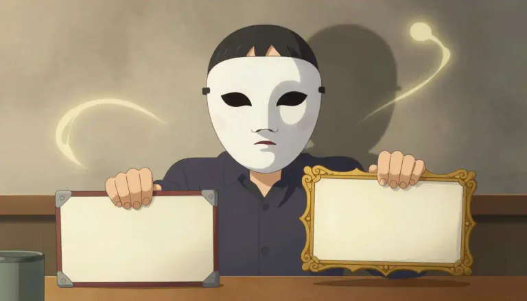 Visual representation of "pseudonym" - A name that a person uses instead of their real name, often to hide their true identity.
