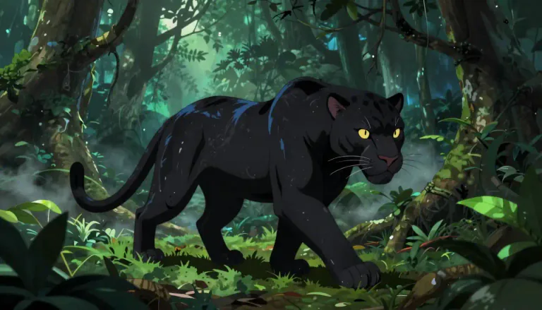 Visual representation of "panther" - A type of large cat that is usually black and found mainly in Asia and Africa.