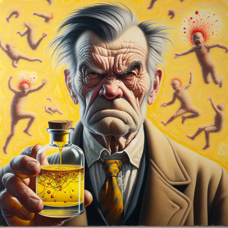 Visual representation of "choleric" - Relating to one of the four bodily humors, identified with bile and believed to be associated with a peevish or irascible temperament.