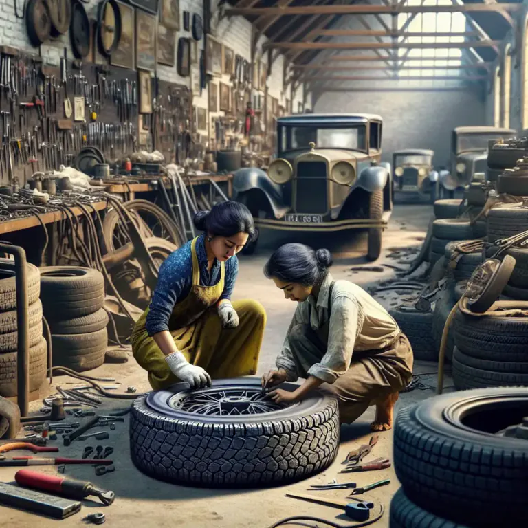 Visual representation of "retread" - To put a new surface on an old tire.