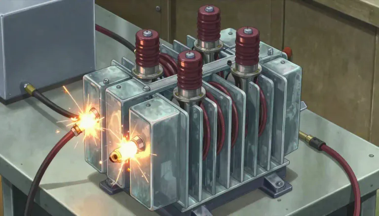 Visual representation of "transformer" - A device that changes the voltage of an electric current