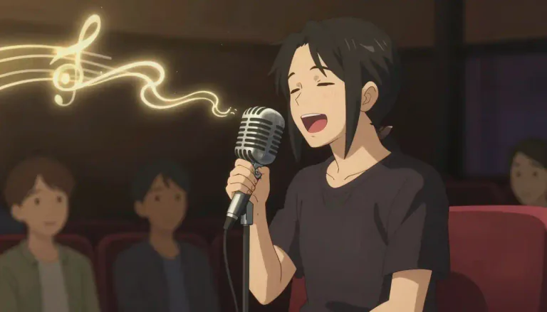 Visual representation of "croon" - To sing softly in a gentle and melodious way