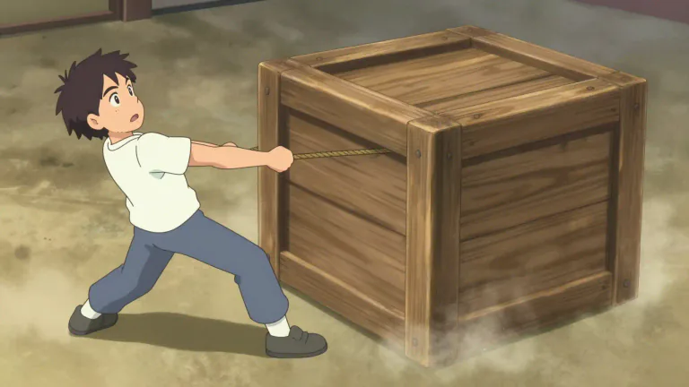 Visual representation of "tug" - To pull hard or struggle to move an object