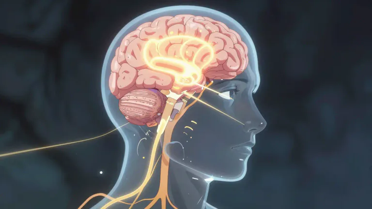 Visual representation of "supranuclear" - Relating to the area of the brain above the nuclei of cranial nerves; often used to describe conditions affecting the coordination of voluntary movements.