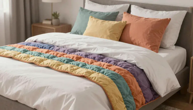 Visual representation of "bedding" - Materials like sheets, blankets, etc. which are put on a bed to make it ready for use