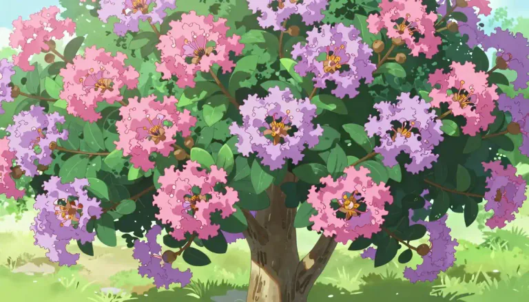 Visual representation of "crape" - A tree or shrub that has flowers resembling those of the crape fabric.
