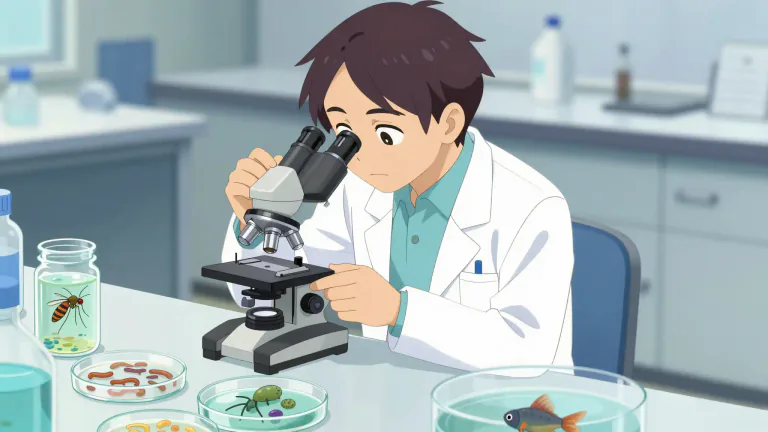 Visual representation of "parasitologist" - A specialist who studies parasites and their relationships with their host organisms.