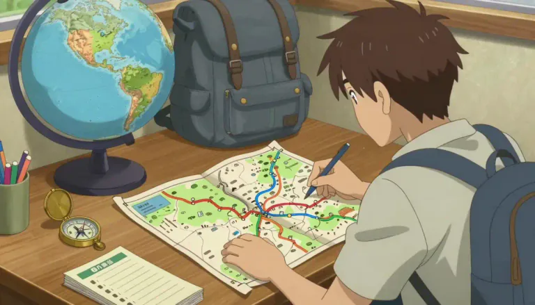 Visual representation of "itinerary" - A detailed plan or route of a journey or tour