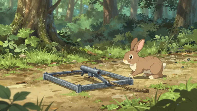 Visual representation of "gin" - A trap or snare for game.