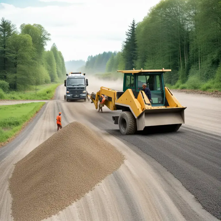 Visual representation of "macadam" - A type of road surfacing material made from small crushed stone