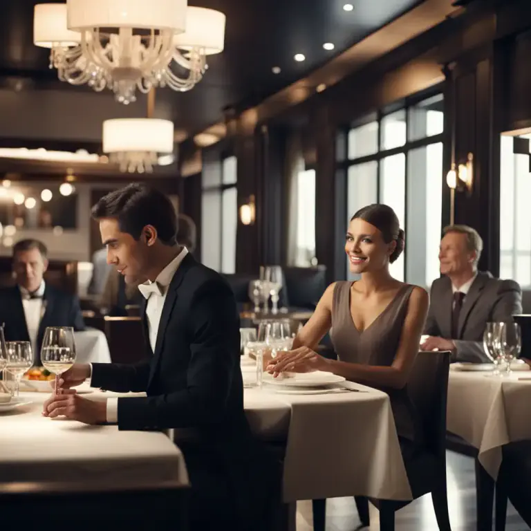 Visual representation of "dine" - To entertain someone by giving them a meal