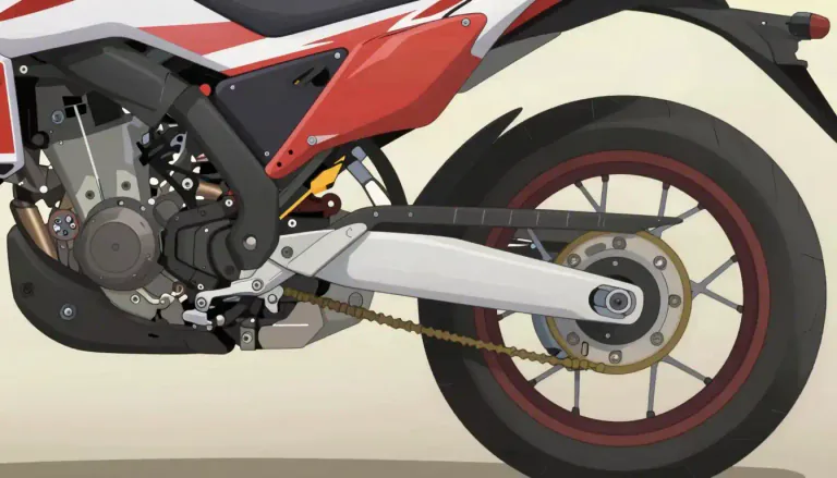 Visual representation of "swingarm" - A swingarm is a part of a motorcycle or bicycle's suspension system, which connects the rear wheel to the frame and allows it to pivot up and down.