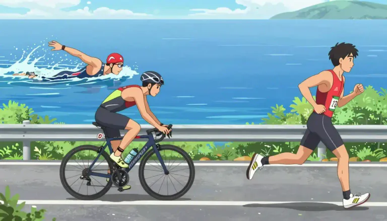 Visual representation of "ironman" - An ironman is a long-distance triathlon race comprising a 2.4-mile swim, a 112-mile bike ride, and a 26.2-mile run, completed in succession.