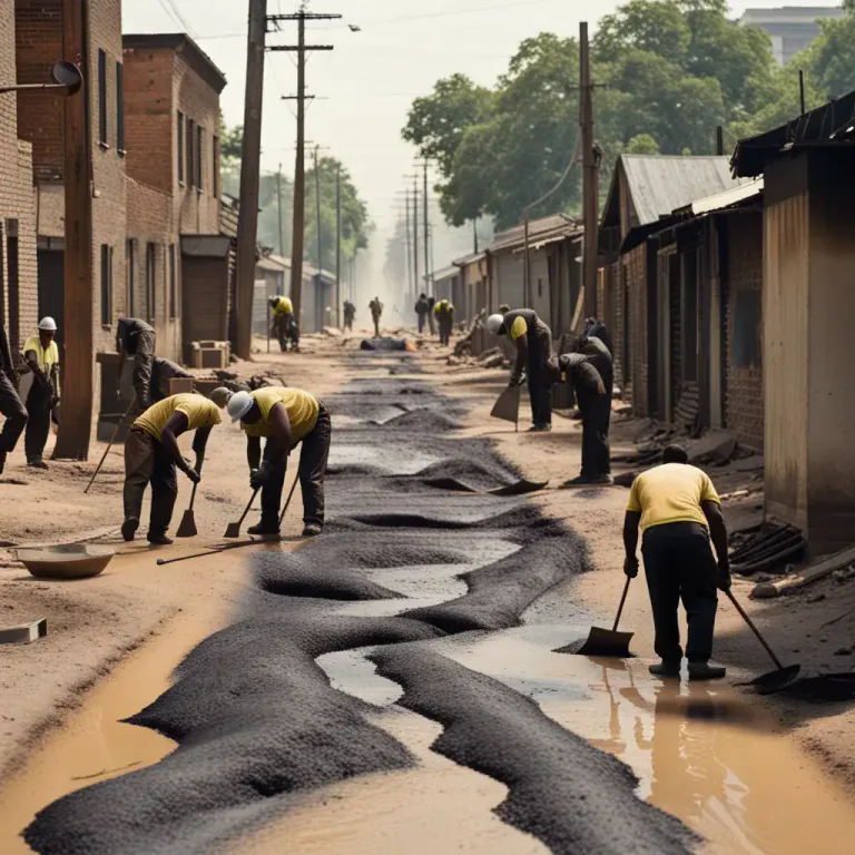 Visual representation of "tar" - To cover something, especially roads, with tar