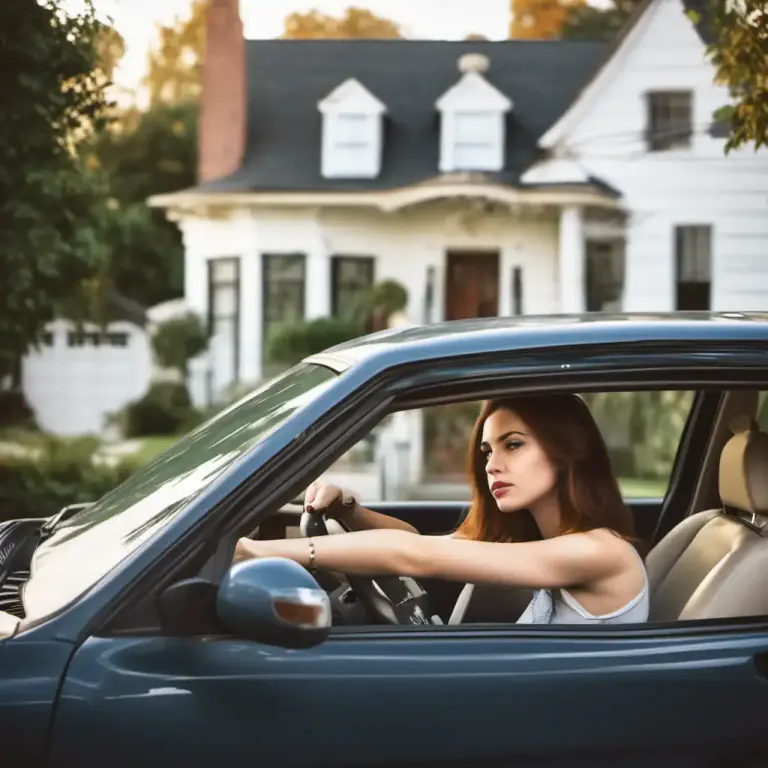 Visual representation of "drive away" - To operate a vehicle in order to leave a place