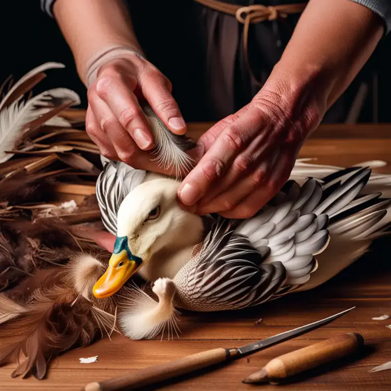 Visual representation of "pluck" - To remove the feathers from a bird