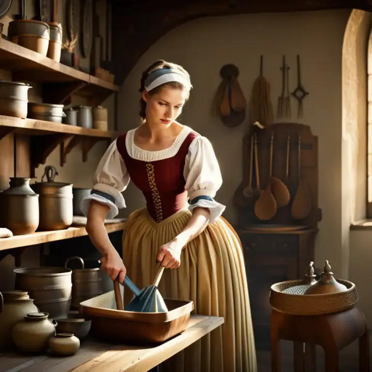 Visual representation of "hussy" - An old word for a housewife or a woman who manages a household