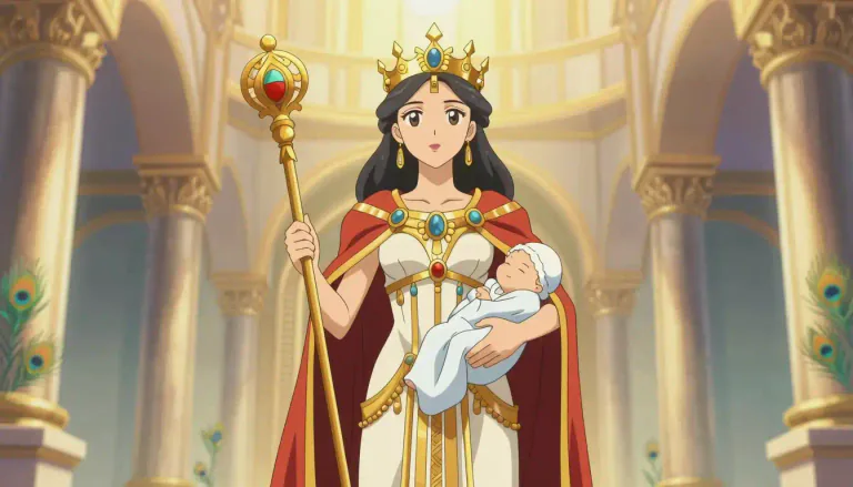 Visual representation of "hera" - In Greek mythology, Hera is the goddess of women, marriage, family, and childbirth. She is known as the queen of the gods and the wife of Zeus.