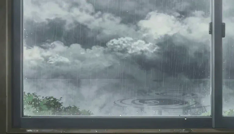 Visual representation of "drizzle" - Light rain falling in fine drops