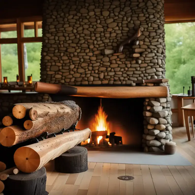 Visual representation of "backlog" - A large log at the back of a fireplace.