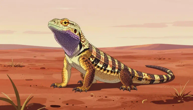 Visual representation of "goanna" - A type of large lizard found in Australia, known for its elongated body and powerful limbs.