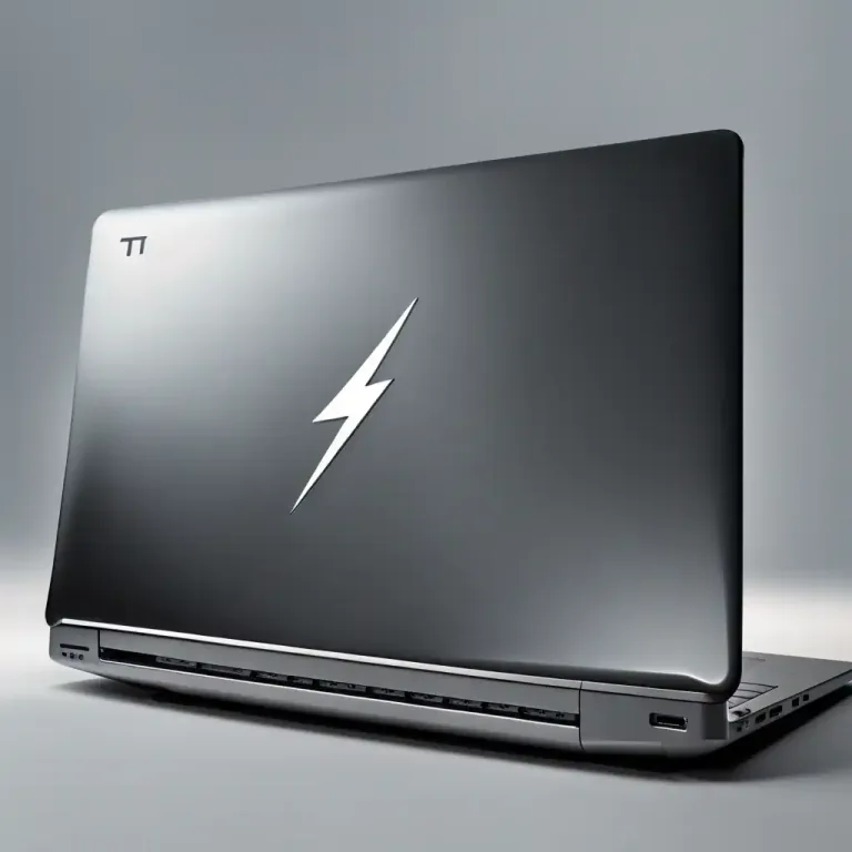 Visual representation of "thunderbolt" - A type of fast data port in computers and electronic devices, usually marked with a lightning bolt symbol.